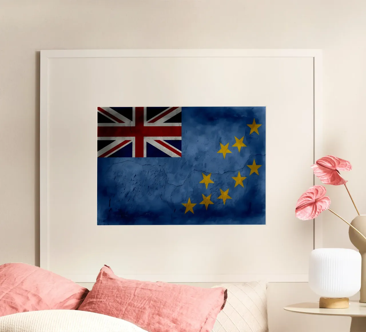 Tuvalu vintage vlag poster met aluminium frame van Joshua A Holmes