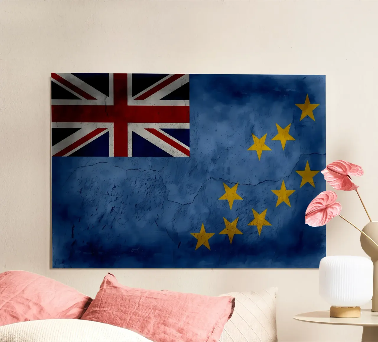 Tuvalu vintage vlag poster met aluminium frame van Joshua A Holmes