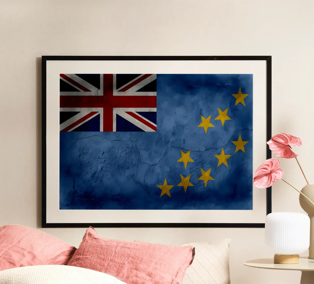 Tuvalu vintage vlag poster met aluminium frame van Joshua A Holmes