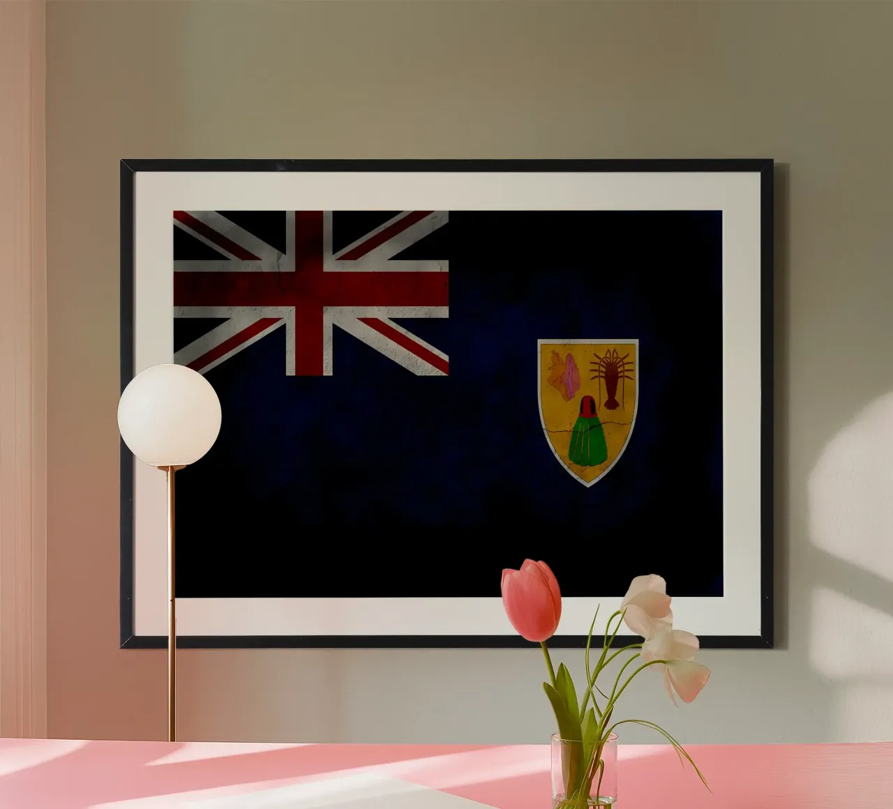 Drapeau vintage des îles Turks et Caicos poster avec cadre en aluminium de Joshua A Holmes
