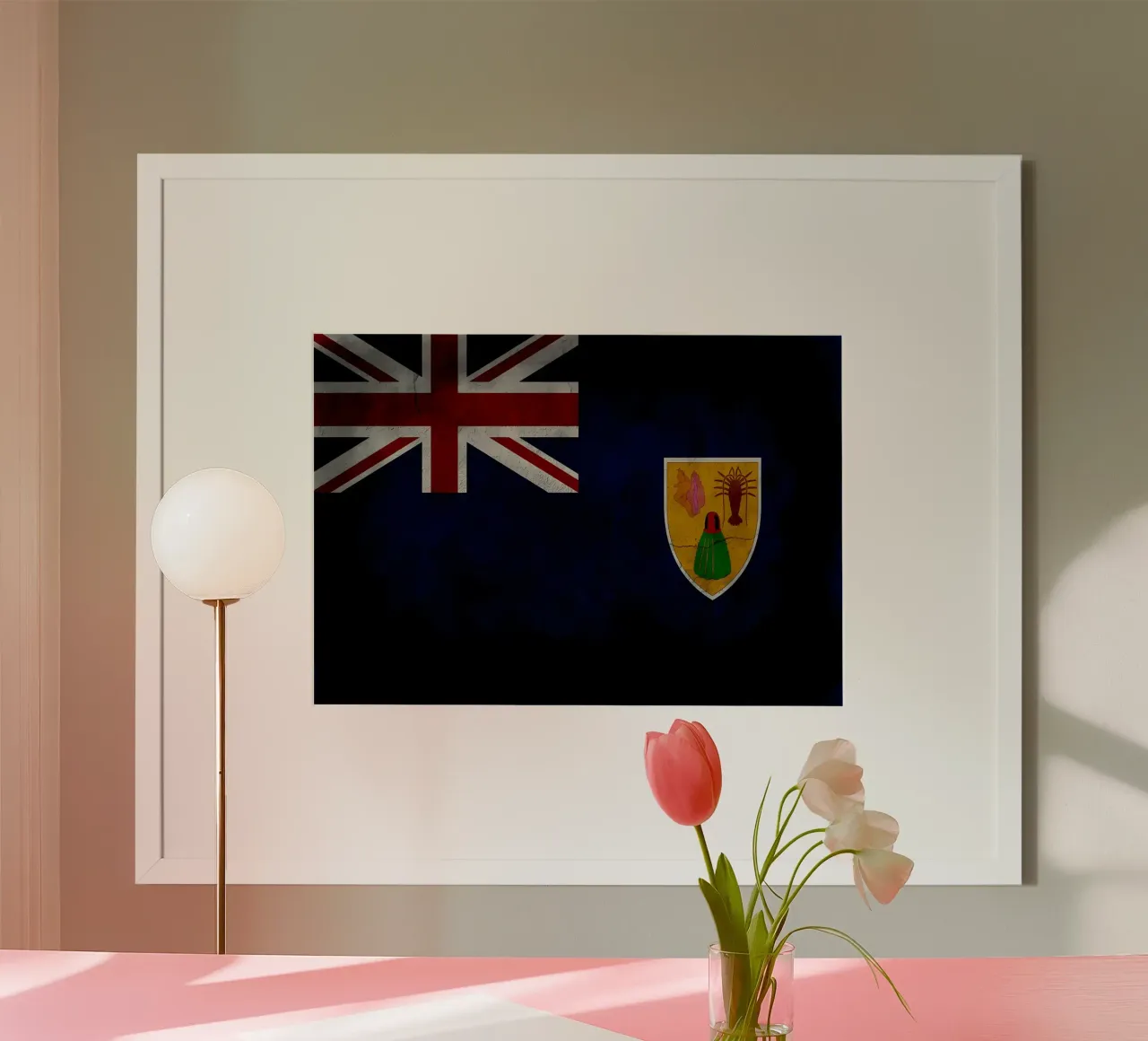 Drapeau vintage des îles Turks et Caicos poster avec cadre en aluminium de Joshua A Holmes