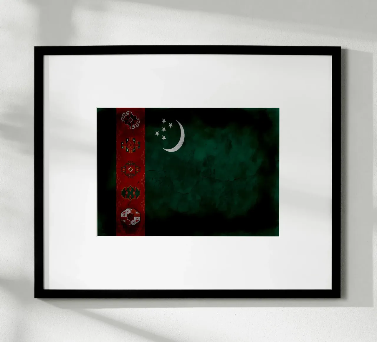 Bandiera vintage del Turkmenistan poster con telaio in alluminio da Joshua A Holmes