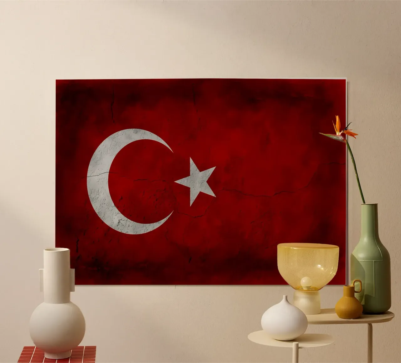 Turkije vintage vlag poster met kunststof frame van Joshua A Holmes