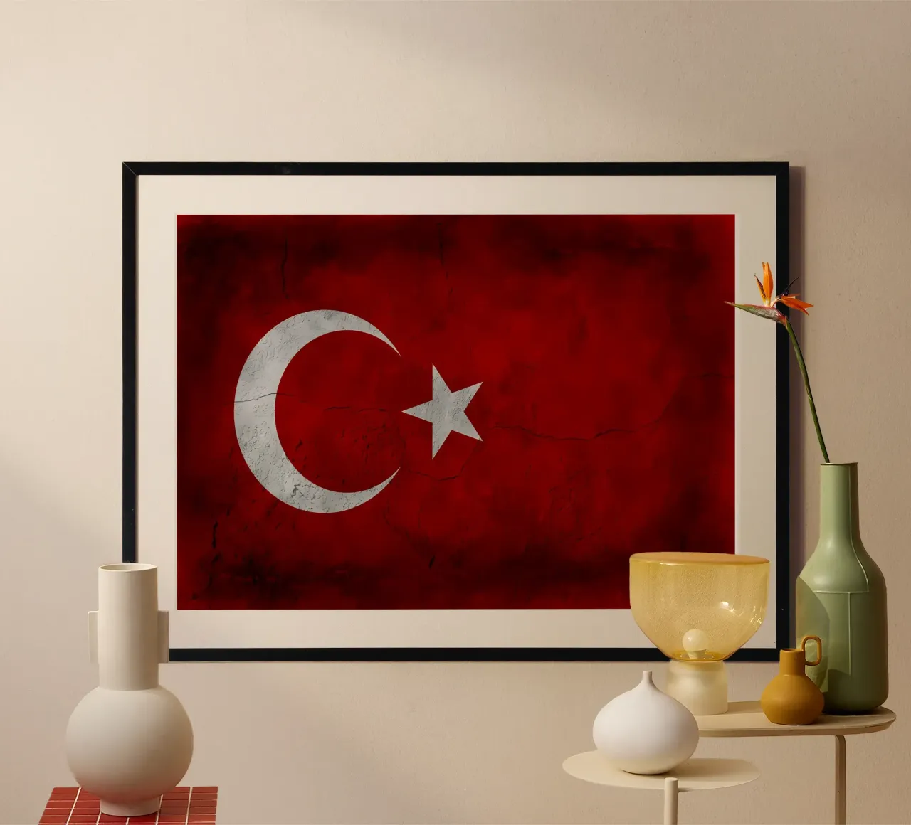 Turkije vintage vlag poster met kunststof frame van Joshua A Holmes