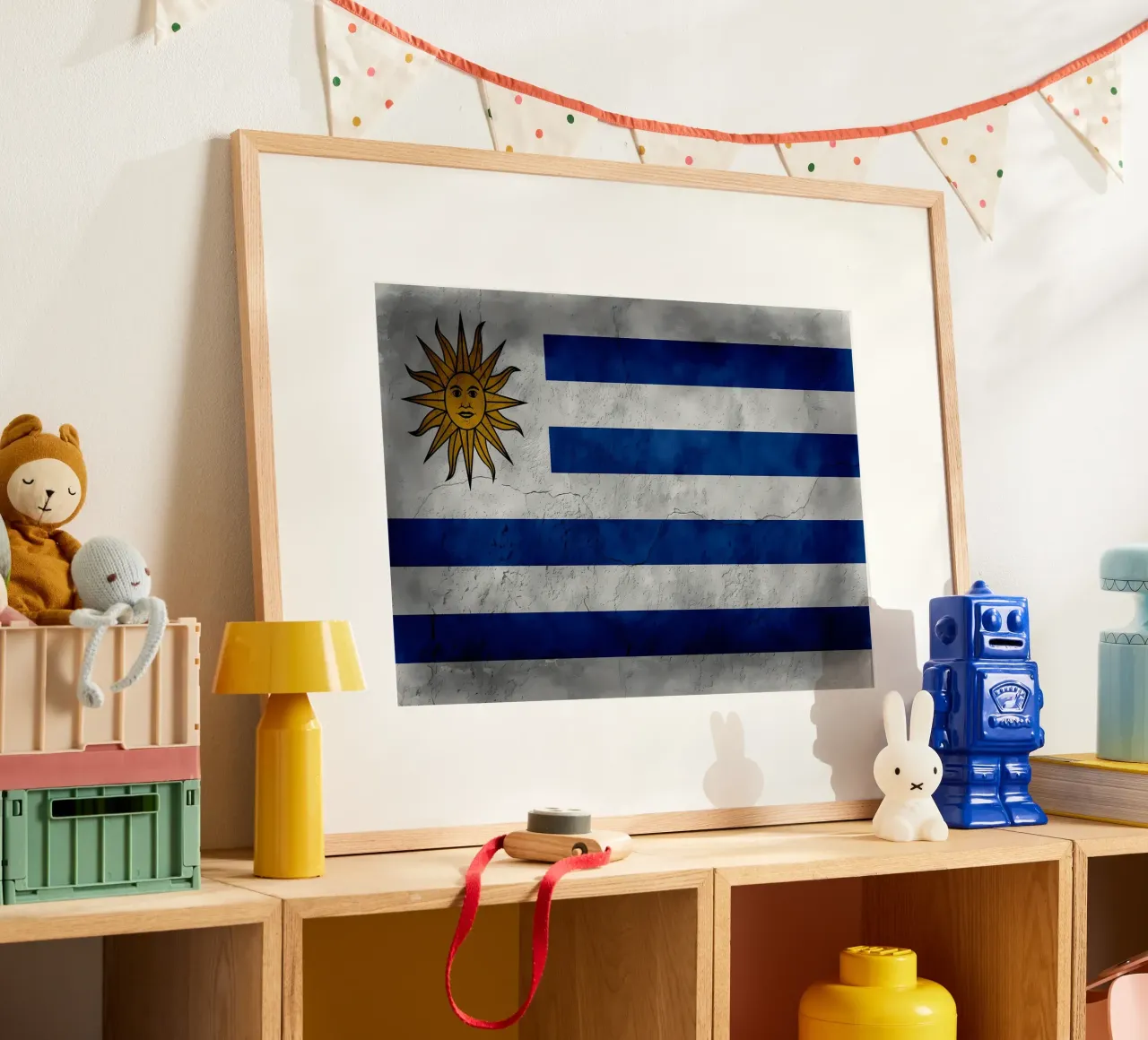 Uruguay vintage vlag poster met kunststof frame van Joshua A Holmes
