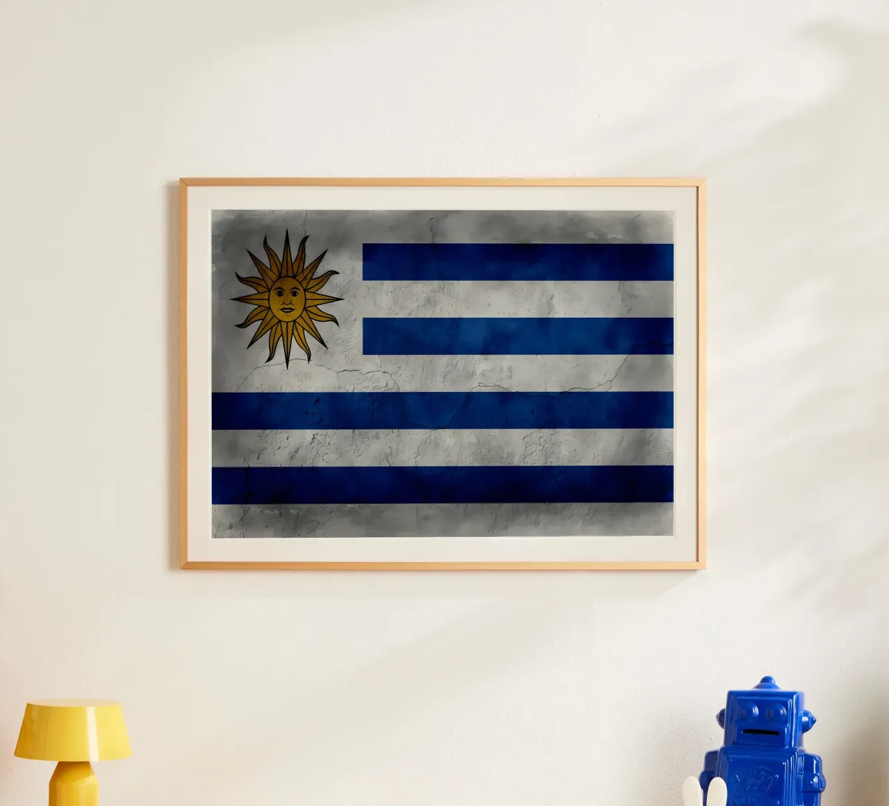 Uruguay vintage vlag poster met kunststof frame van Joshua A Holmes