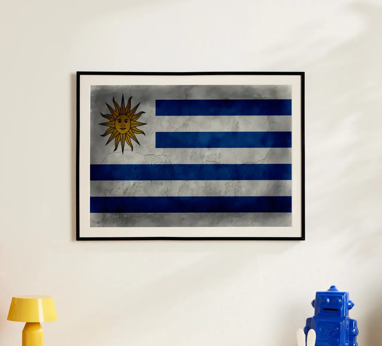 Uruguay vintage vlag poster met kunststof frame van Joshua A Holmes