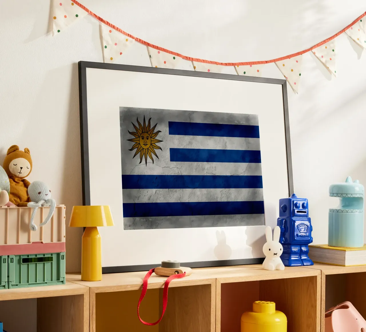 Uruguay vintage vlag poster met kunststof frame van Joshua A Holmes