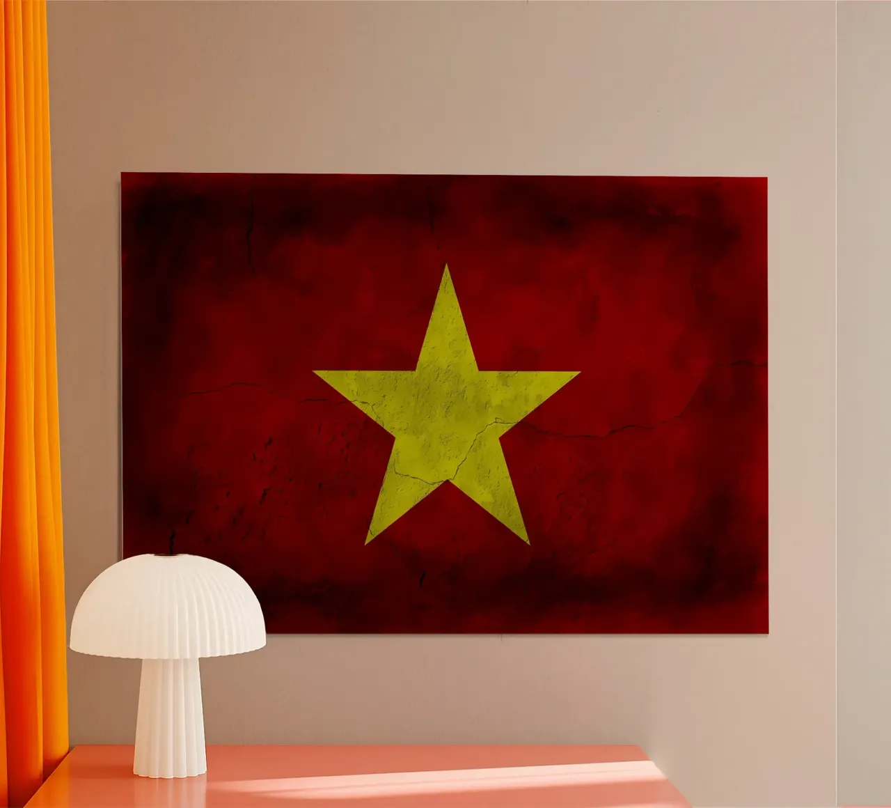 Vietnamese vintage vlag poster met aluminium frame van Joshua A Holmes