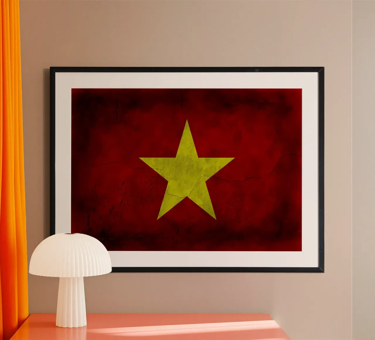 Vietnamese vintage vlag poster met aluminium frame van Joshua A Holmes