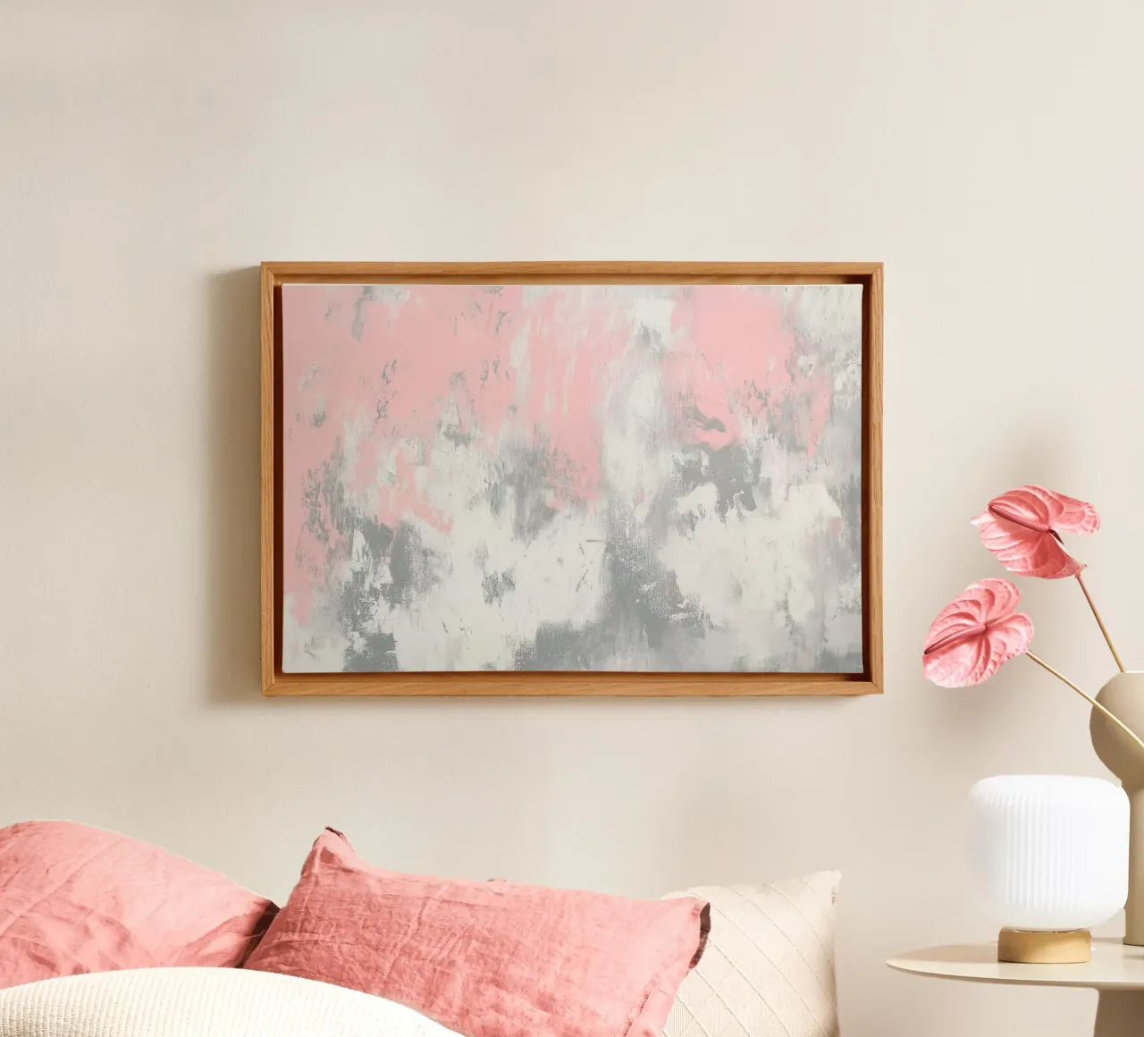Roze grunge met kleurverloop canvas met Baklijst van Carinaprint