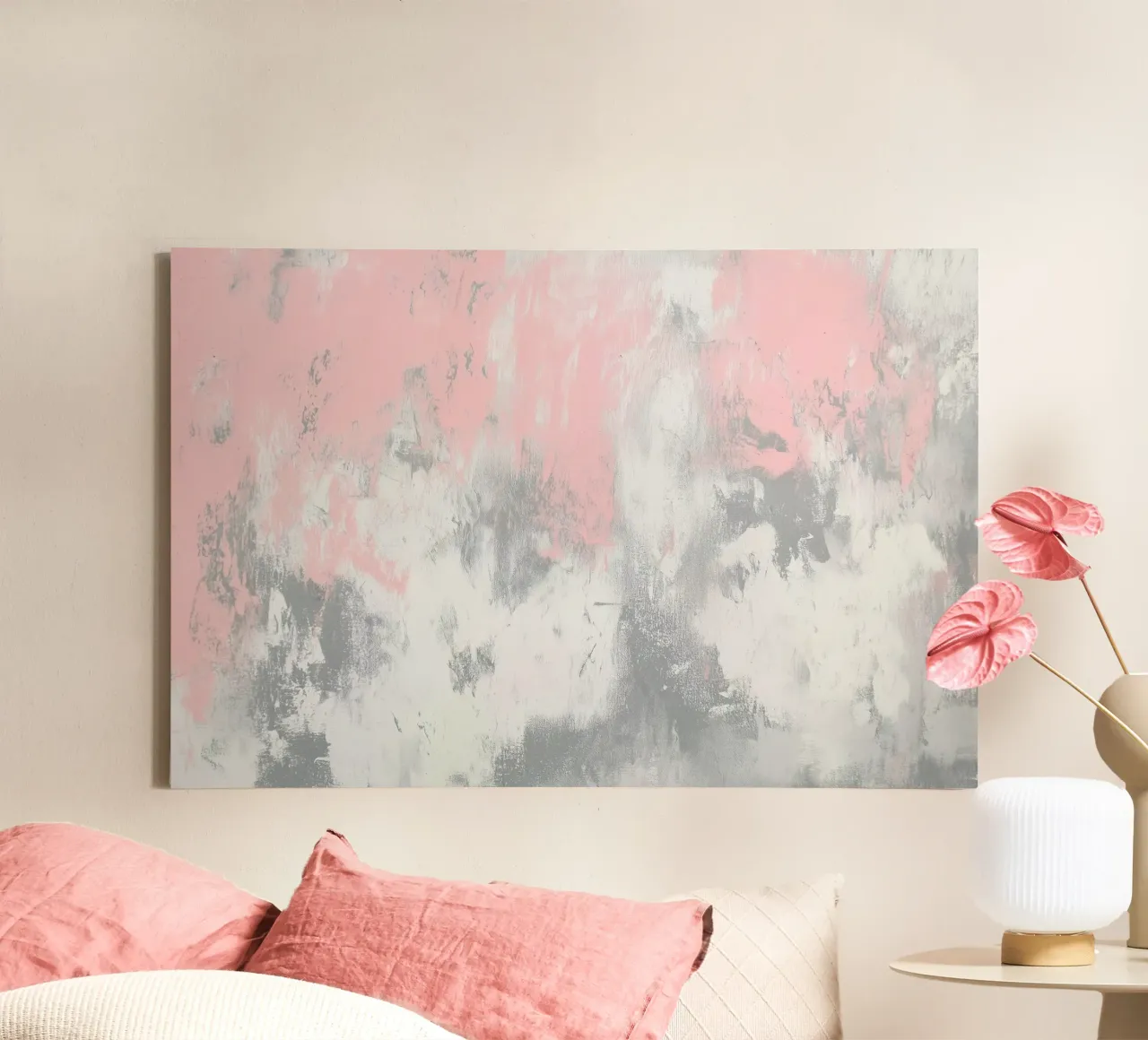 Roze grunge met kleurverloop canvas met Baklijst van Carinaprint