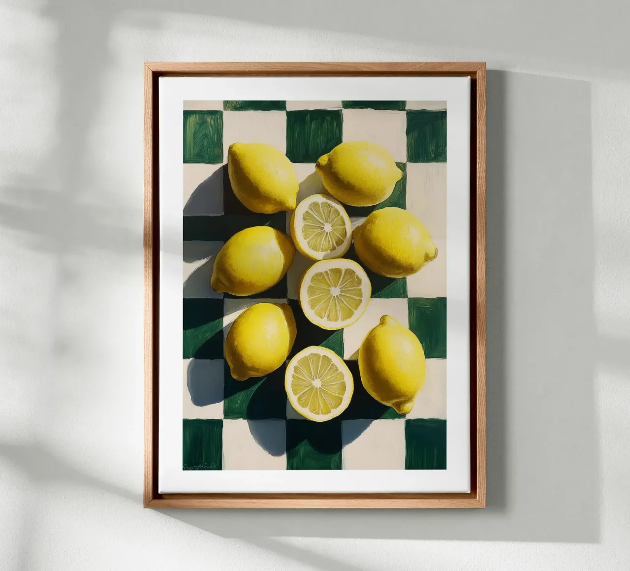 Limoni su una scacchiera vintage tela con Cornice a cassetta da Spice & Style