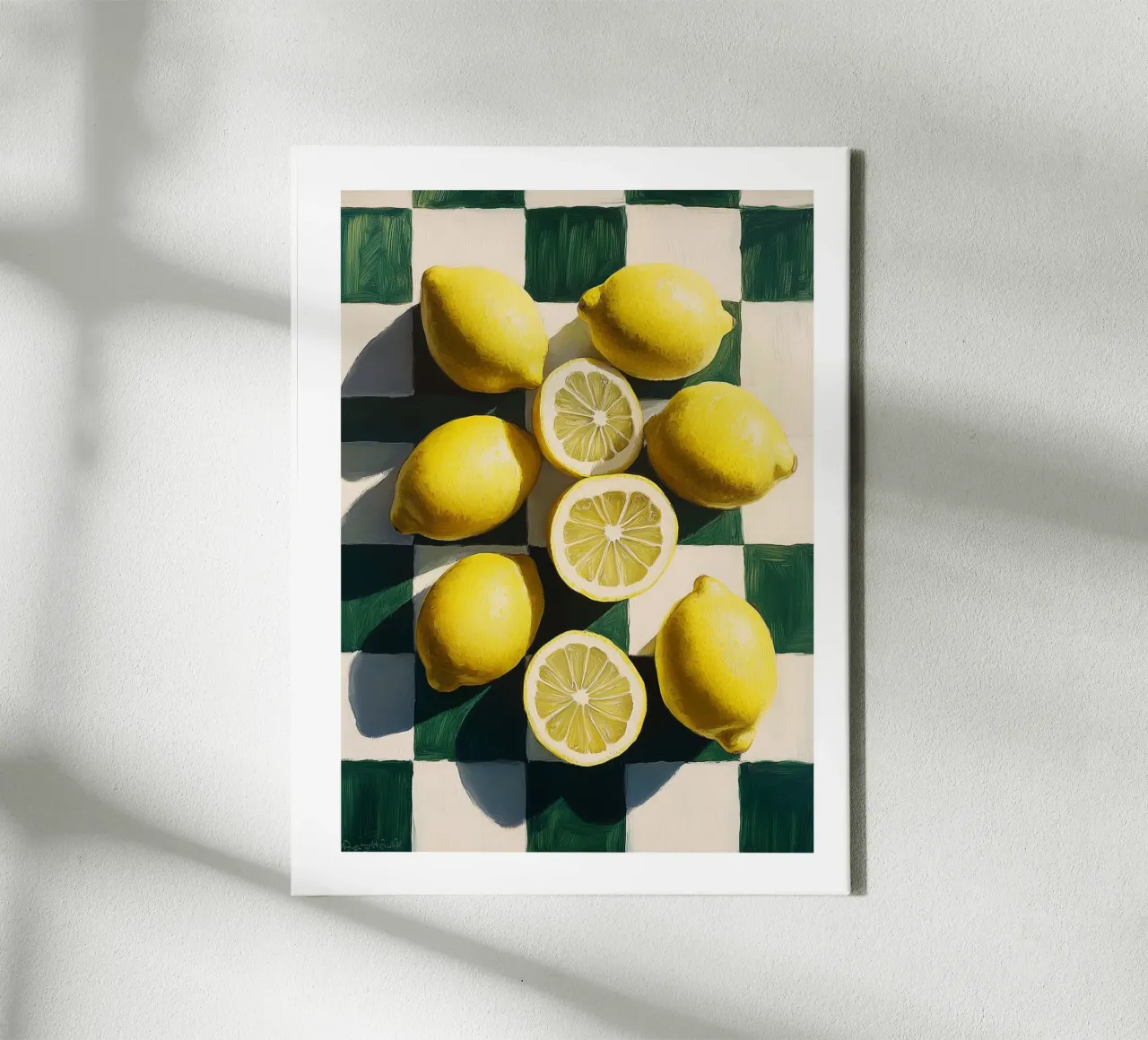 Limoni su una scacchiera vintage tela con Cornice a cassetta da Spice & Style