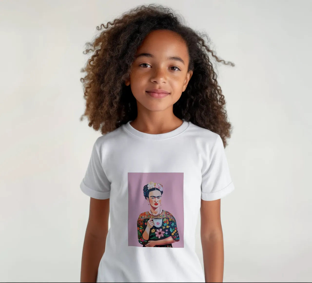 Frida Kahlo Coffee Love kids t-shirt by Carinaprint