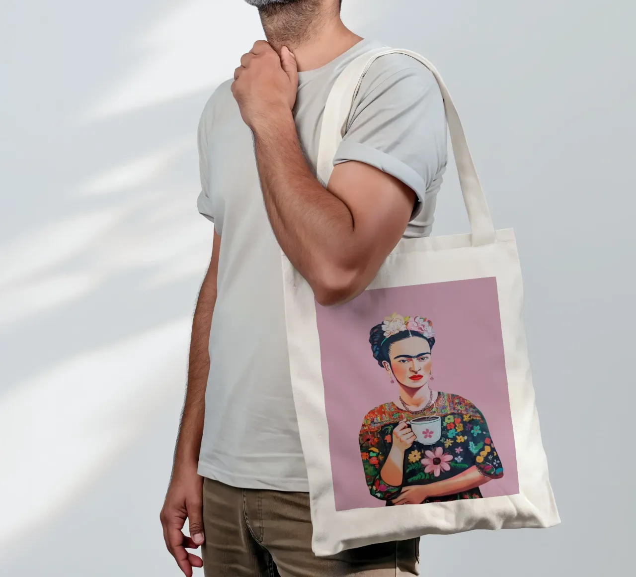 Frida Kahlo Coffee Love tote bag by Carinaprint