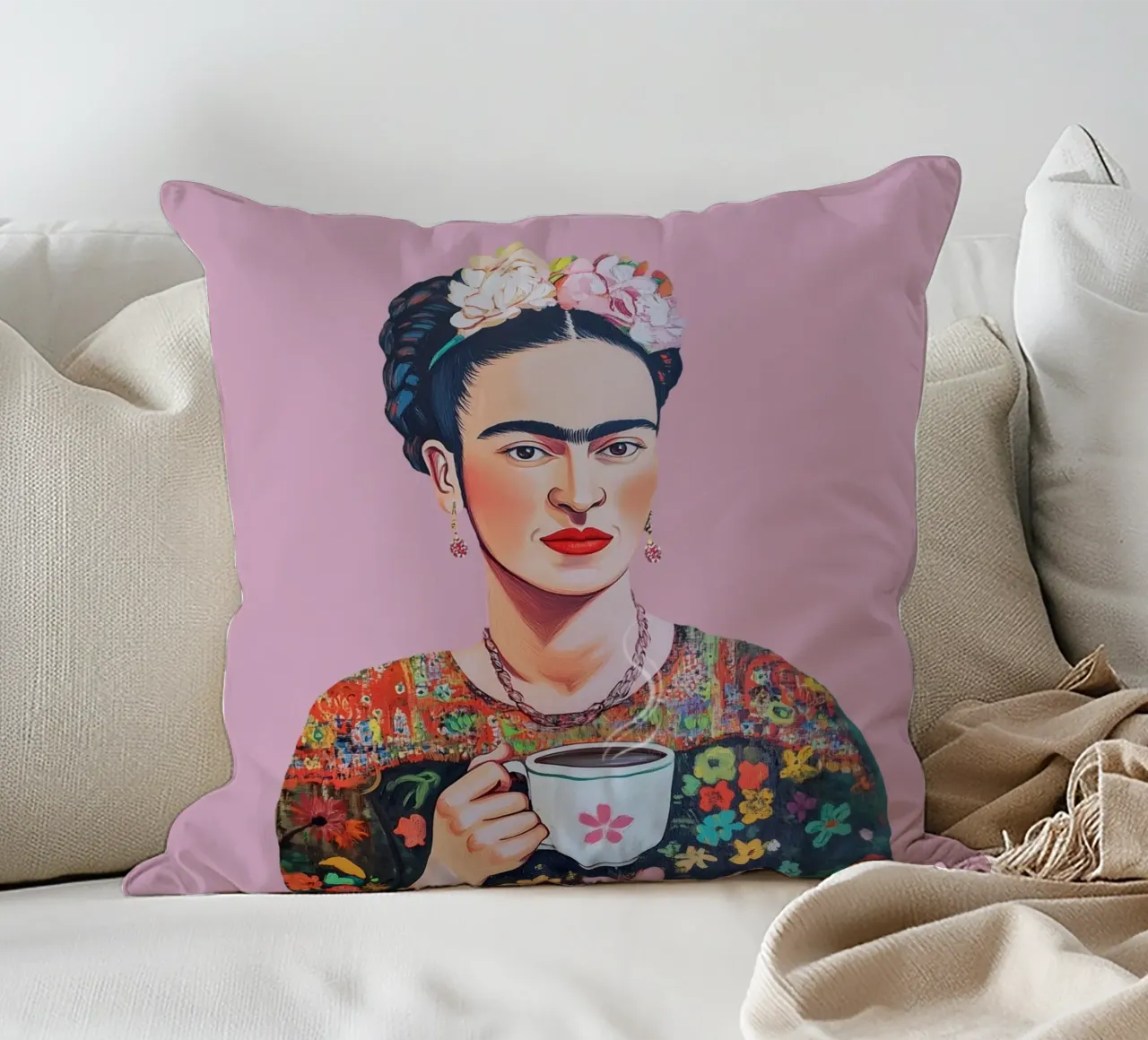 Frida Kahlo Caffè Amore cuscino da Carinaprint