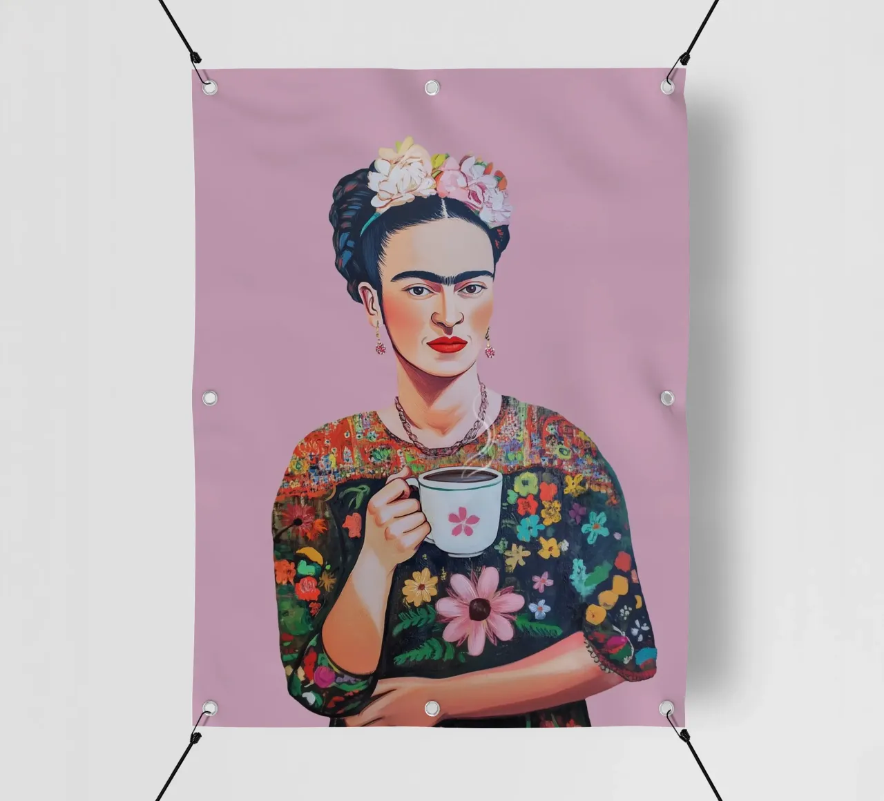 Frida Kahlo Caffè Amore telo in pvc da Carinaprint