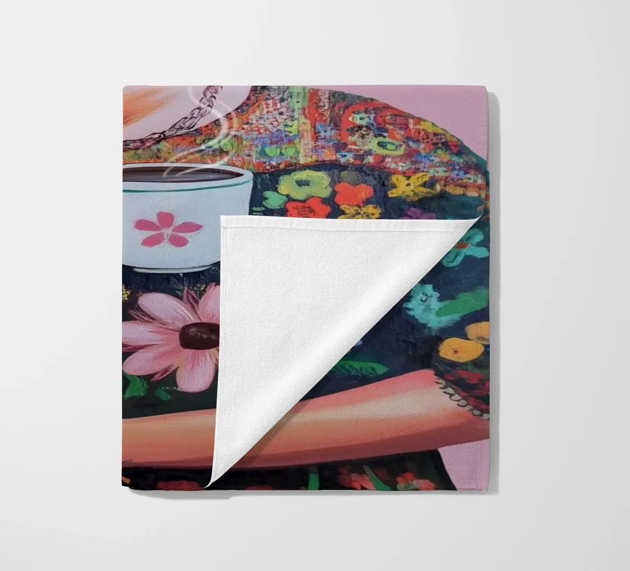 Frida Kahlo Coffee Love beach towel by Carinaprint
