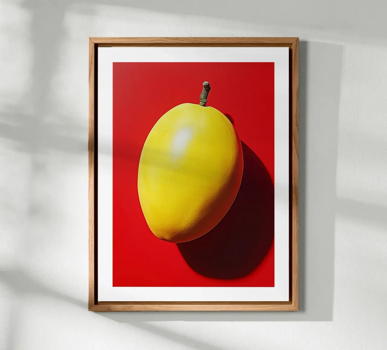 Bright mango on a red background alu-dibond by Spice & Style