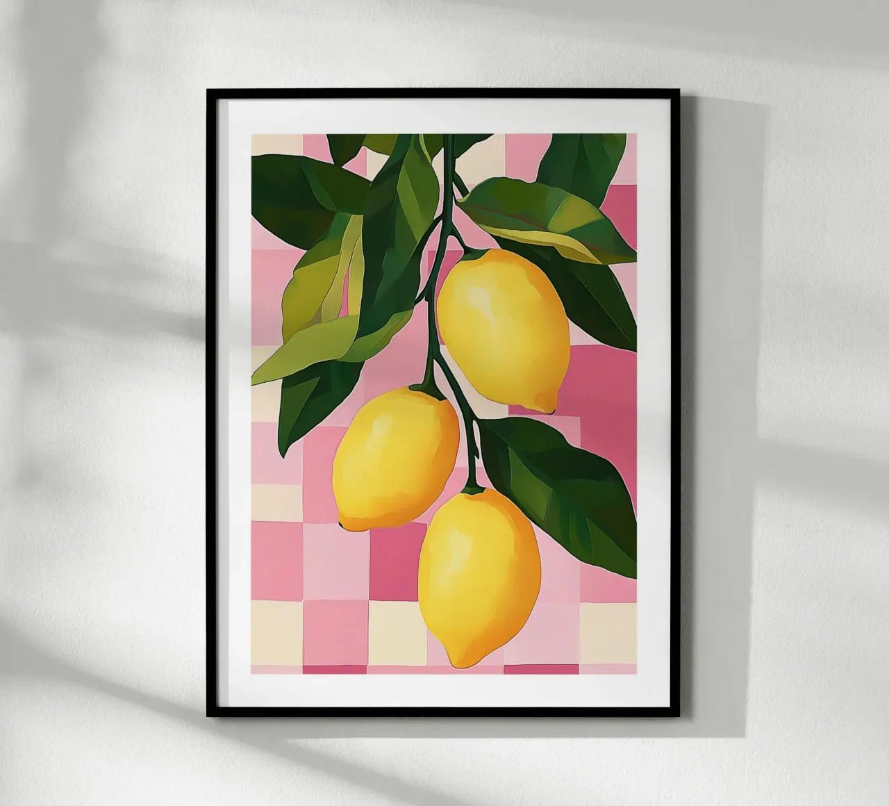 Limoni su sfondo rosa a scacchiera carta hahnemühle da Spice & Style