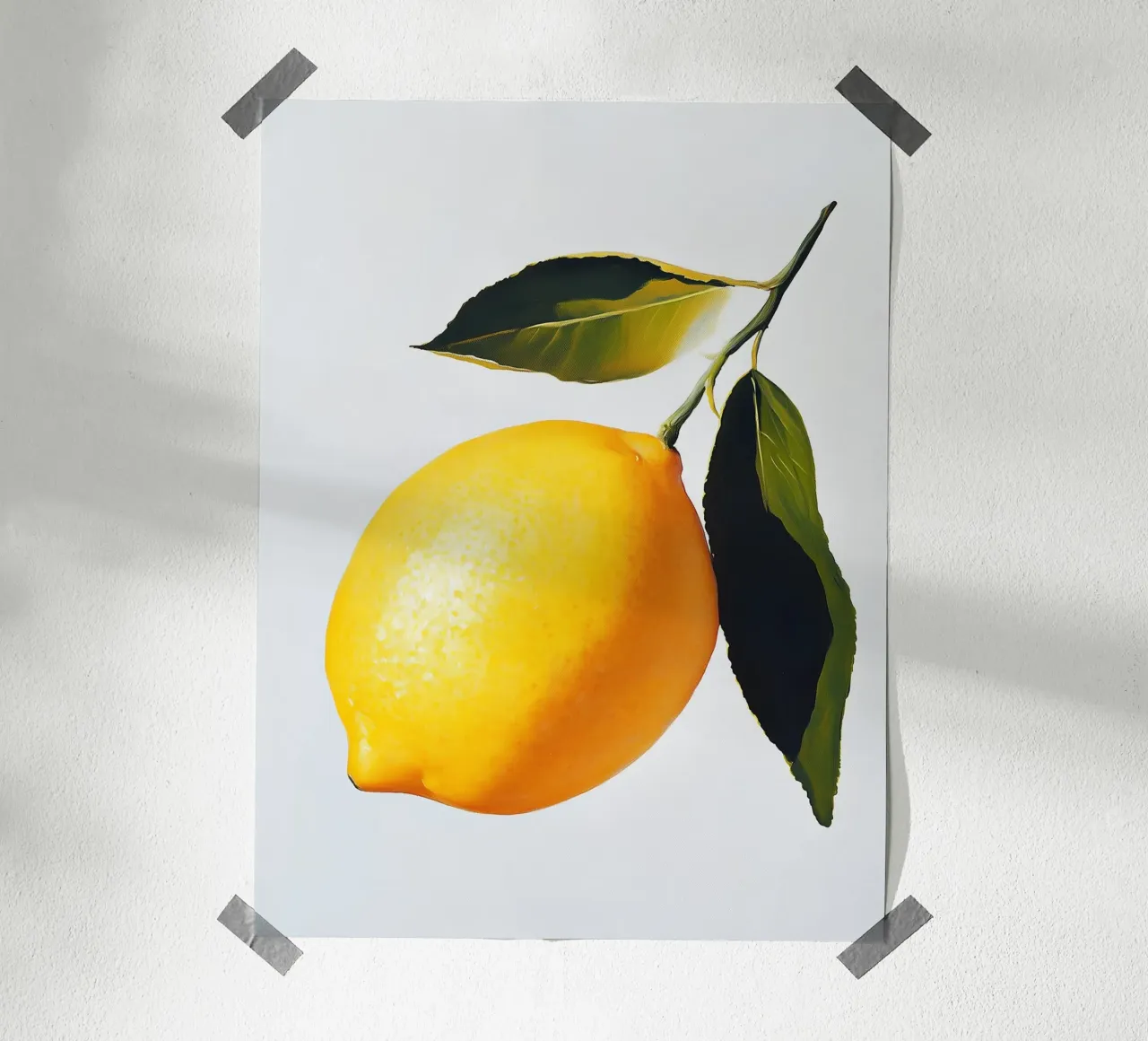 Hängende Zitrone auf weißem Hintergrund Hahnemühle von Spice & Style