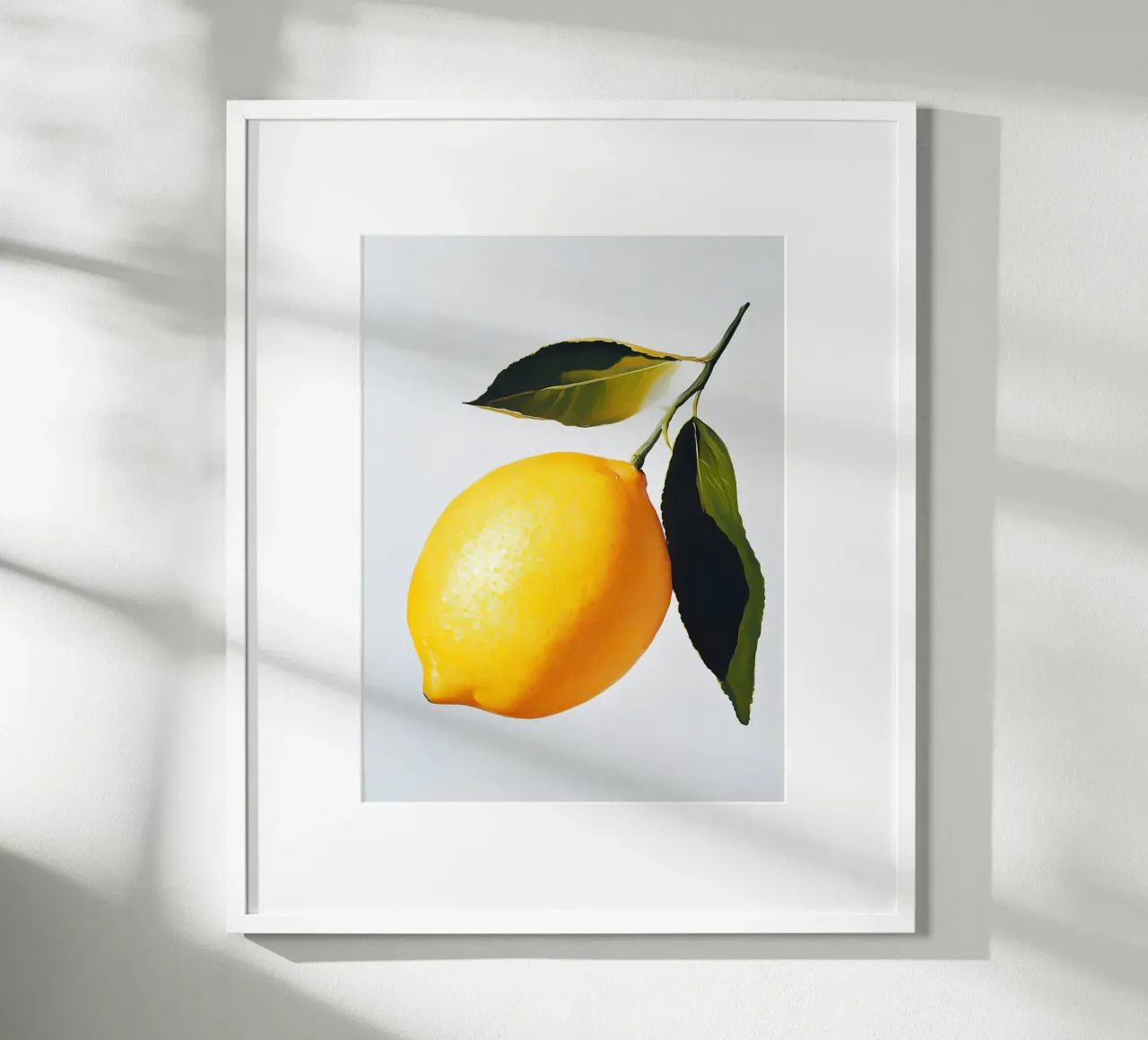 Hängende Zitrone auf weißem Hintergrund Hahnemühle von Spice & Style