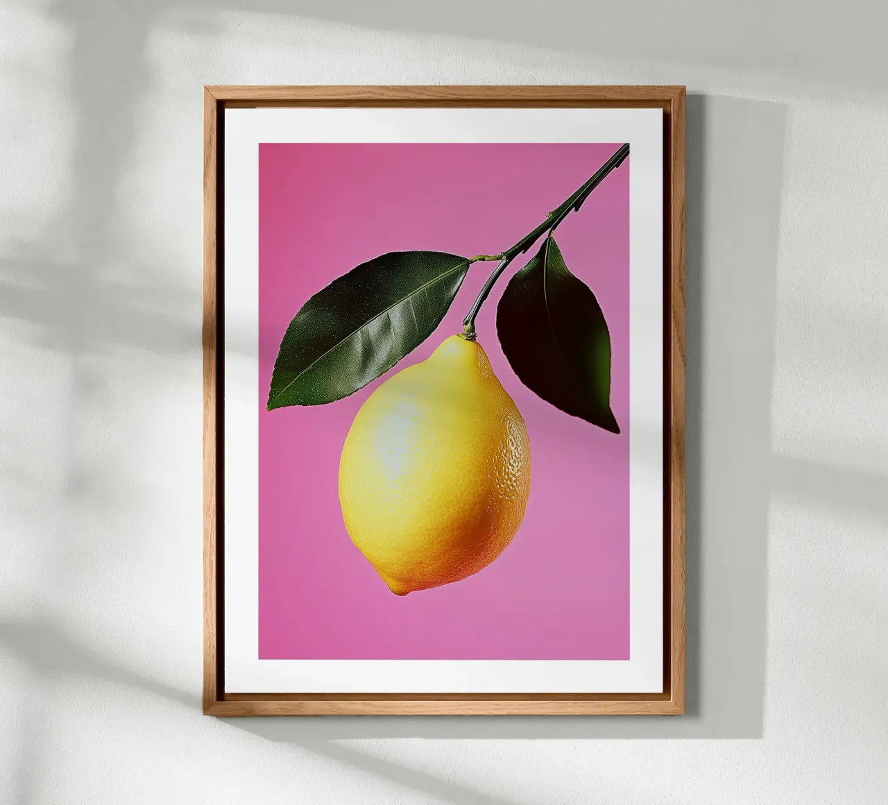 Hängende Zitrone auf rosa Hintergrund Alu-Dibond von Spice & Style