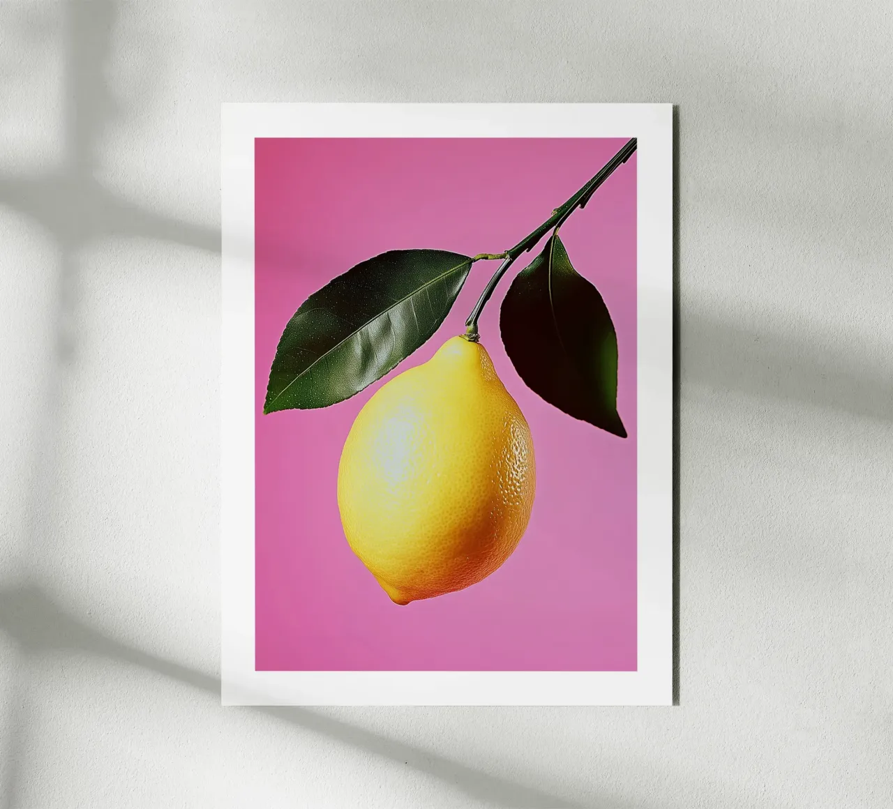 Hängende Zitrone auf rosa Hintergrund Alu-Dibond von Spice & Style
