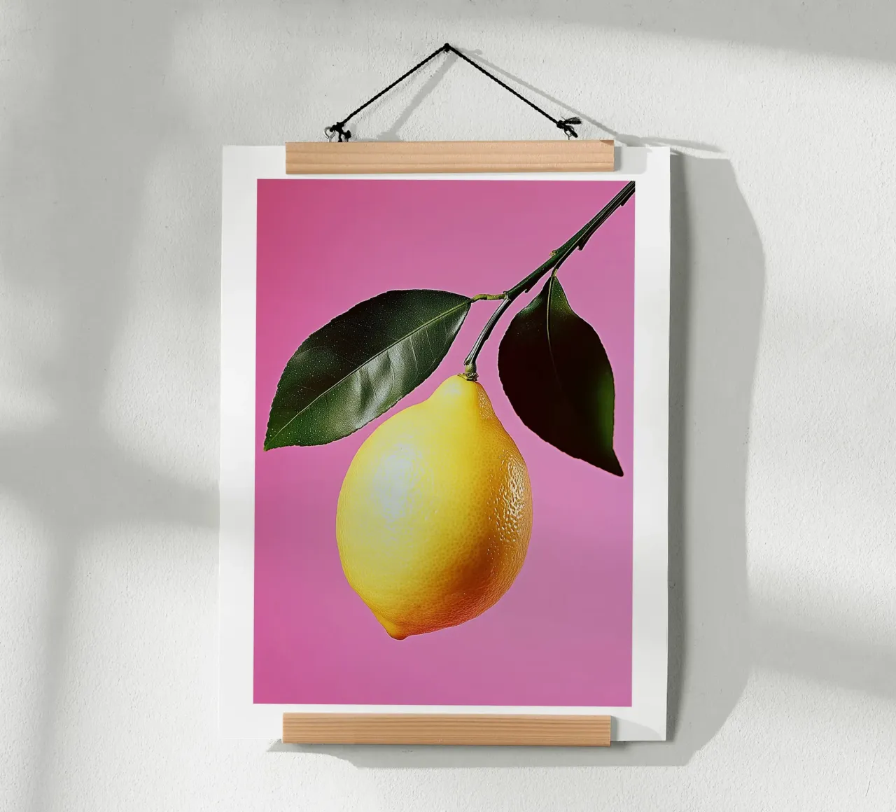 Hängende Zitrone auf rosa Hintergrund Hahnemühle von Spice & Style