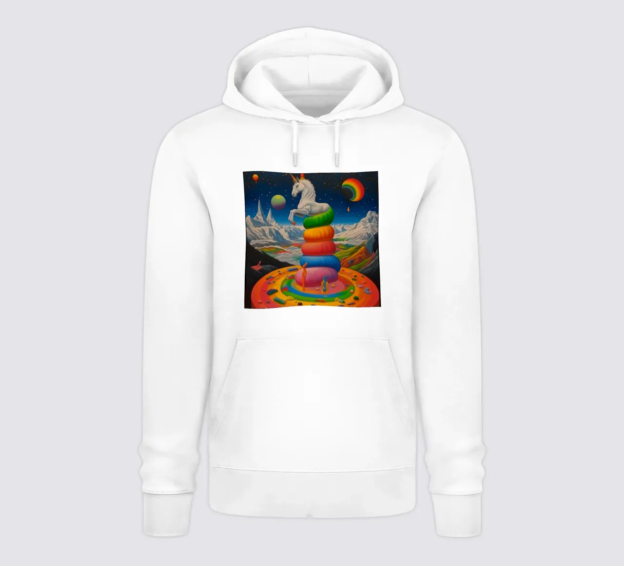 Unicorno in un mondo colorato felpa con cappuccio da Motivate-Today