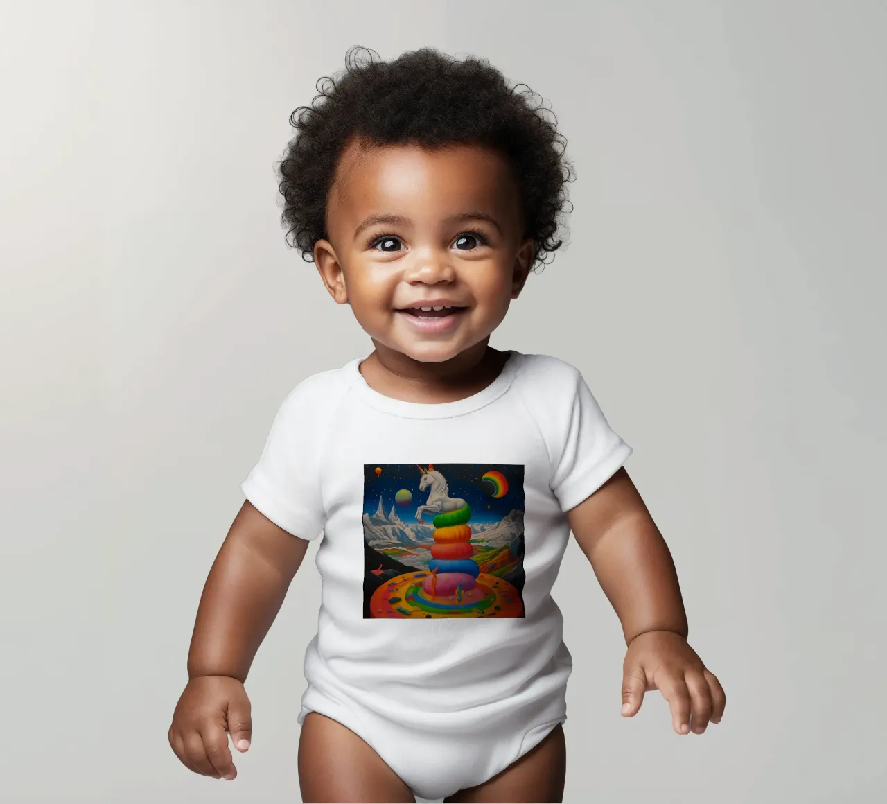 Une licorne dans un monde coloré body bébé de Motivate-Today