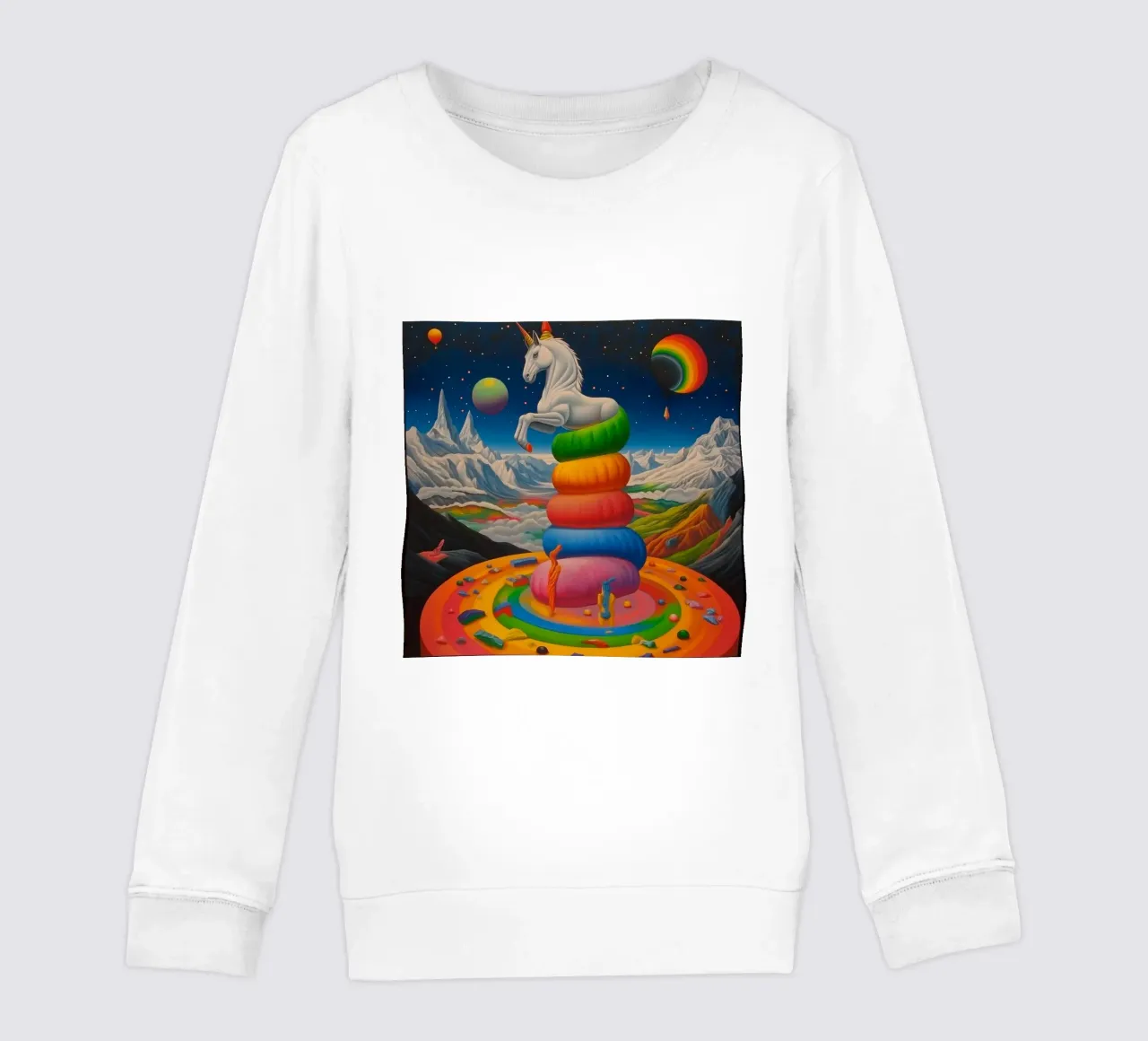 Unicorno in un mondo colorato felpa bambino da Motivate-Today