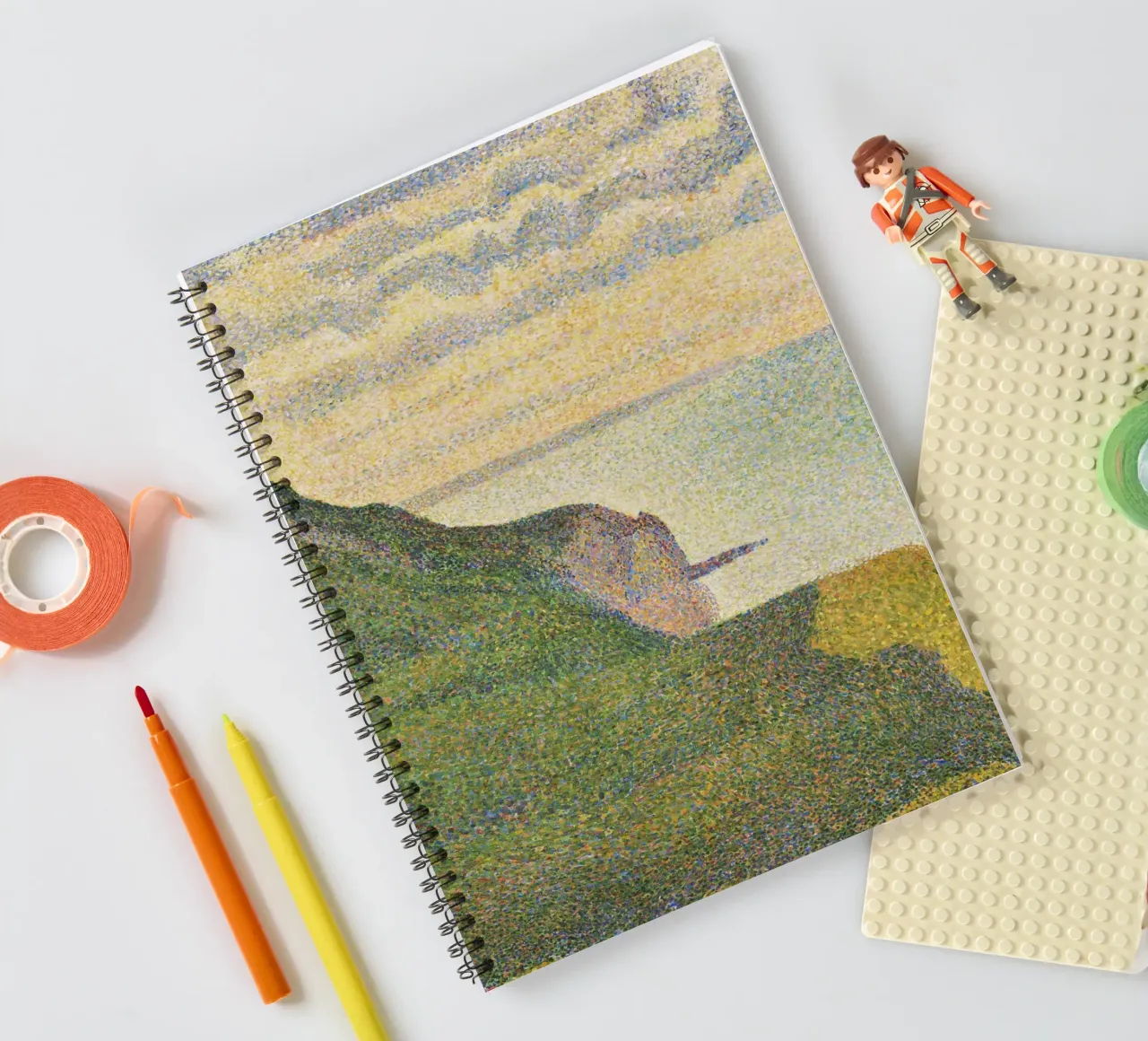 Georges Seurat - Seascape at Port-en-Bessin, Normandy spiral notebook by Timeless Artworks