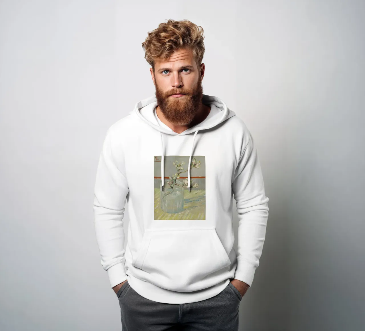 Vincent van Gogh - Rametto di mandorlo fiorito in un bicchiere felpa con cappuccio da Timeless Artworks