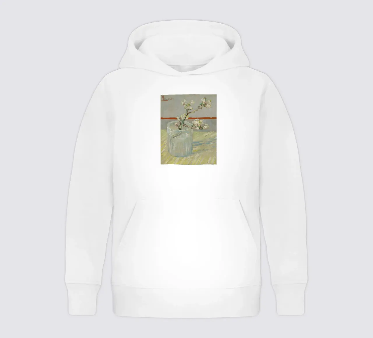 Vincent van Gogh - Rametto di mandorlo fiorito in un bicchiere felpa bambino con cappuccio da Timeless Artworks