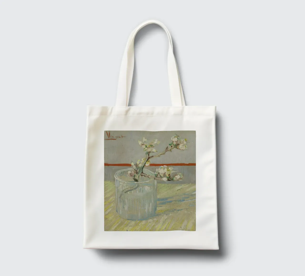 Vincent van Gogh - Rametto di mandorlo fiorito in un bicchiere borsa in juta da Timeless Artworks