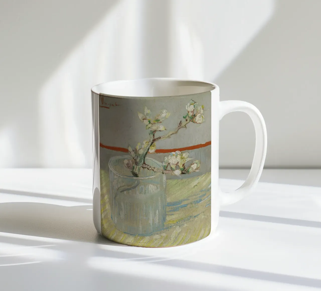 Vincent van Gogh - Rametto di mandorlo fiorito in un bicchiere tazza in ceramica da Timeless Artworks