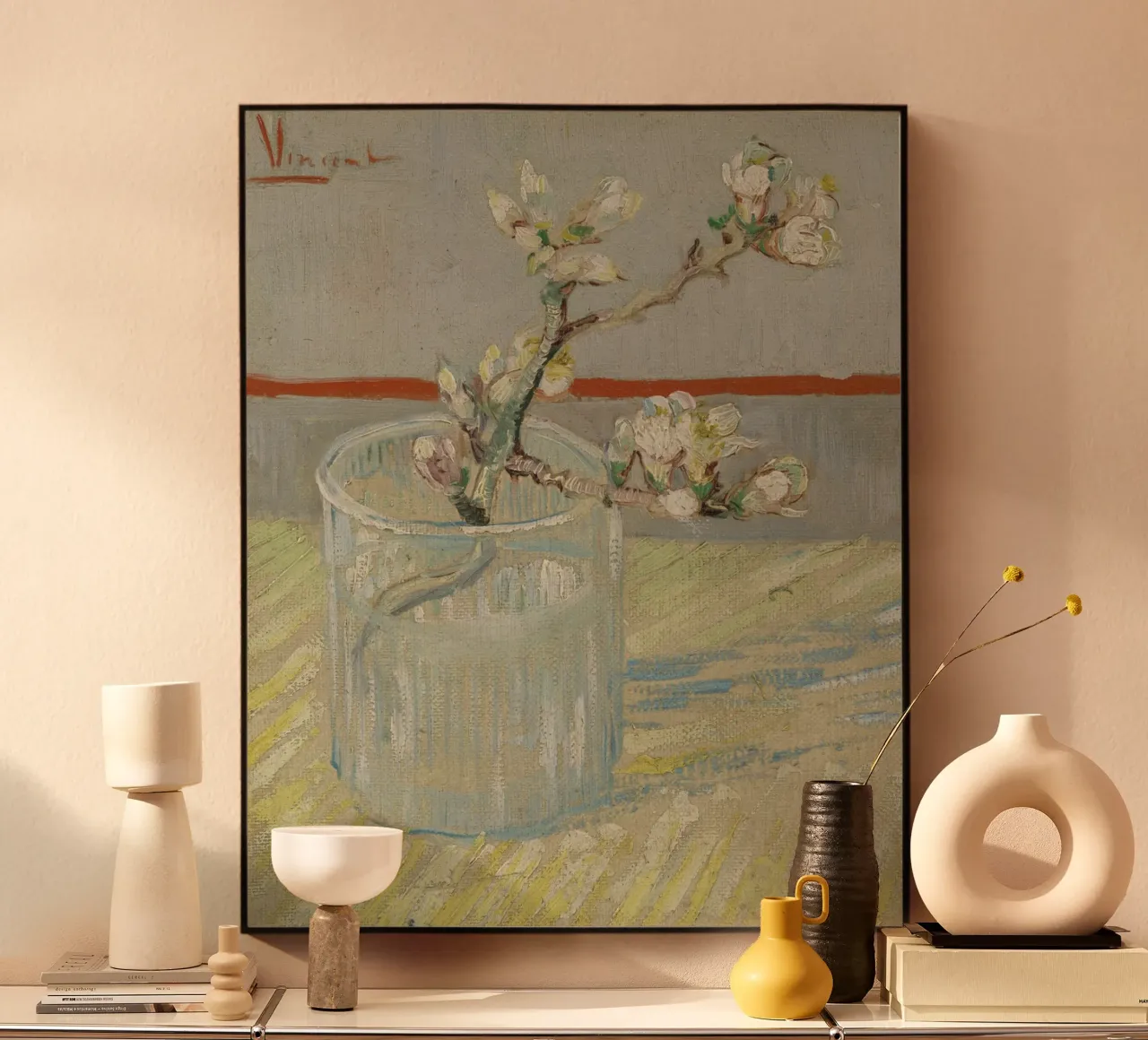 Vincent van Gogh - Rametto di mandorlo fiorito in un bicchiere plexiglass da Timeless Artworks