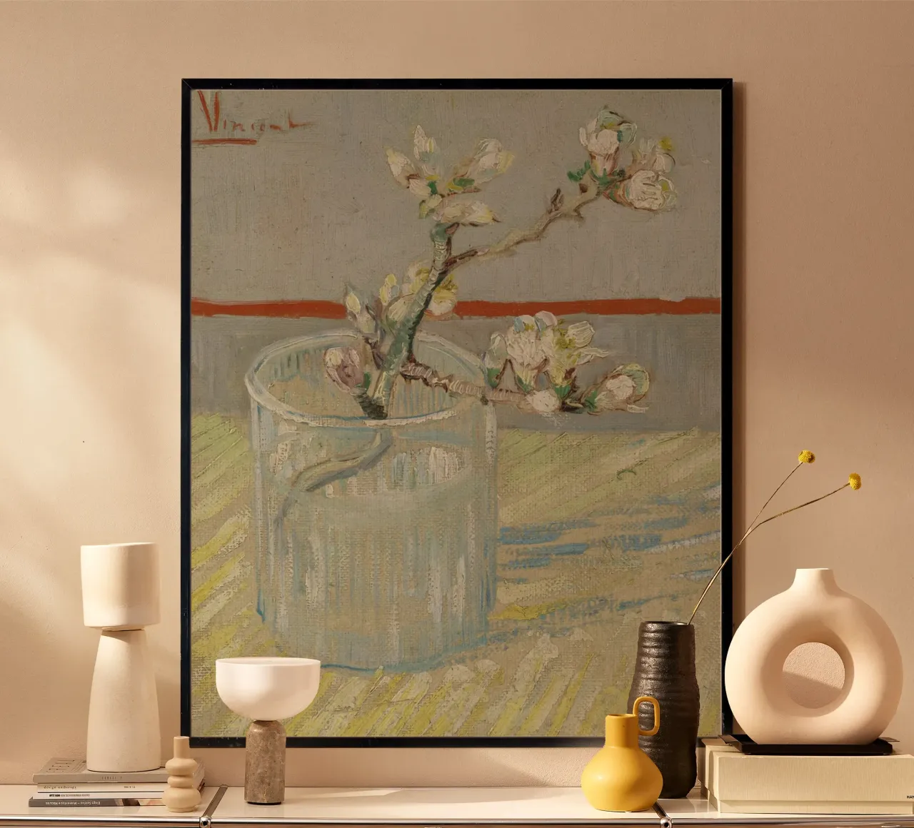 Vincent van Gogh - Rametto di mandorlo fiorito in un bicchiere carta hahnemühle da Timeless Artworks