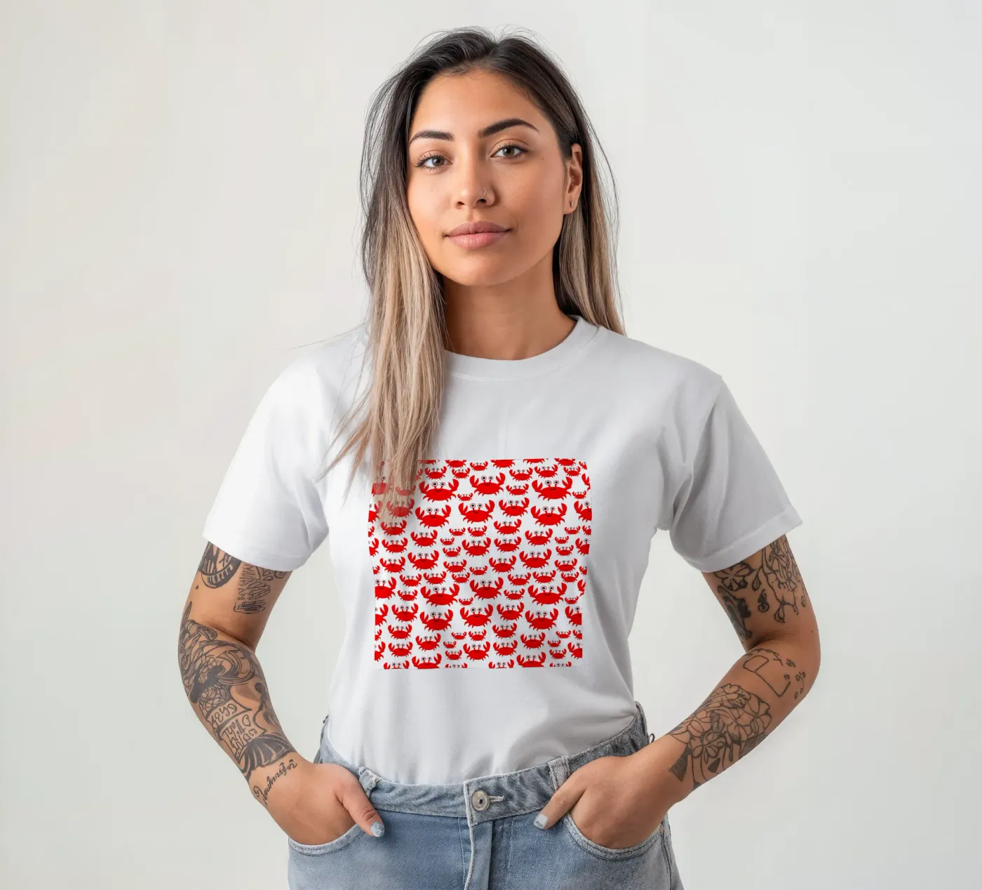 crab pattern t-shirt da baobabprintstore