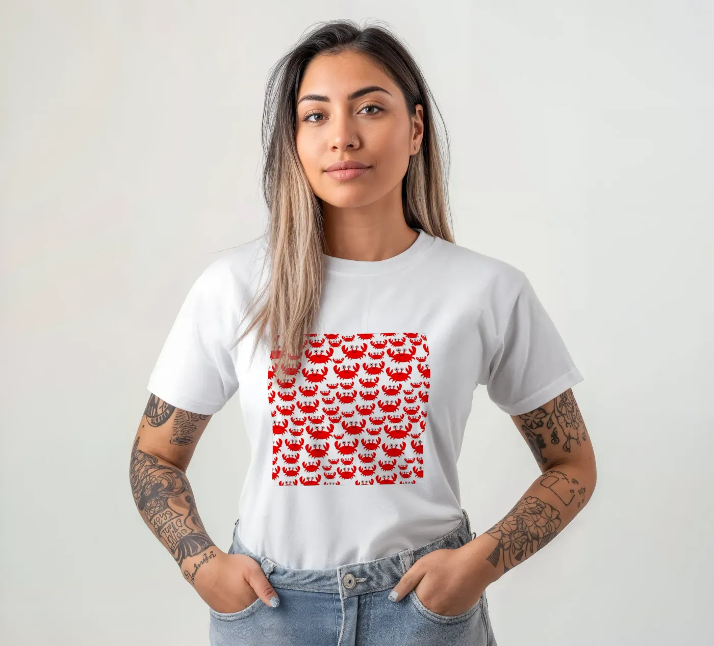 crab pattern t-shirt da baobabprintstore