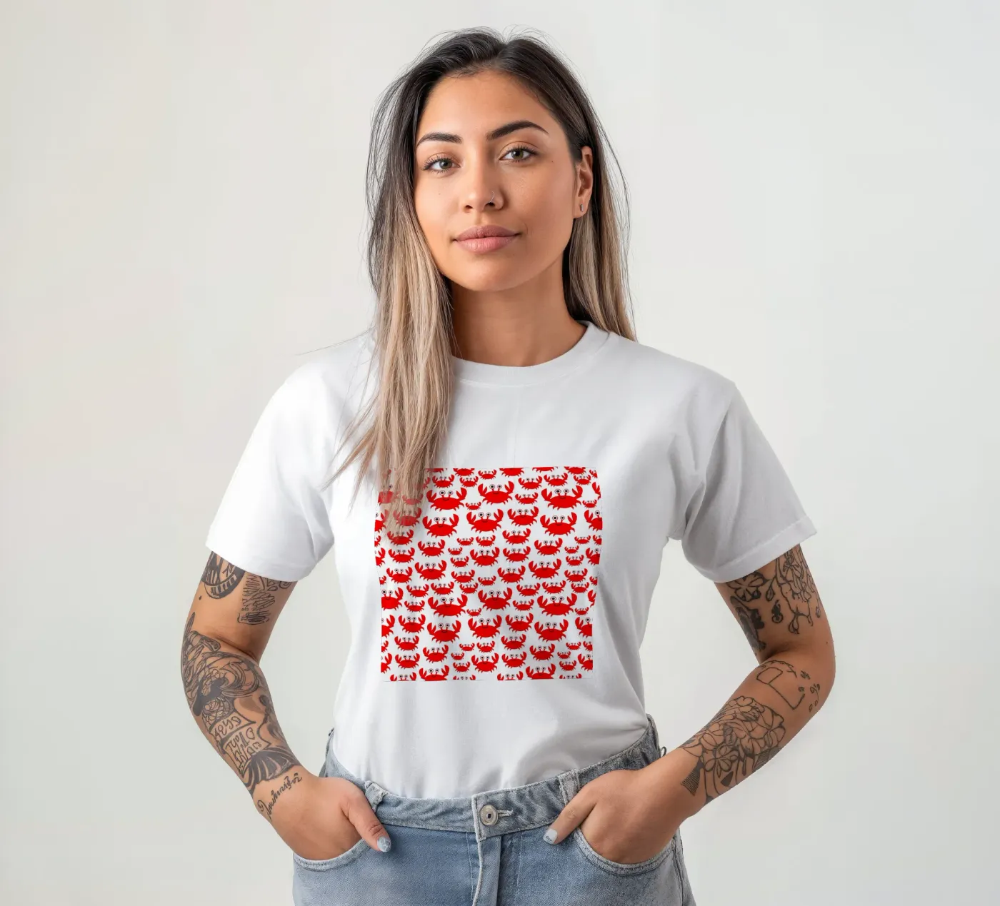 crab pattern t-shirt da baobabprintstore