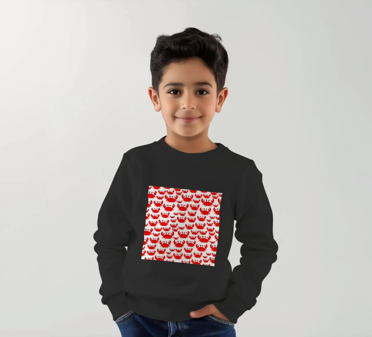 crab pattern felpa bambino da baobabprintstore