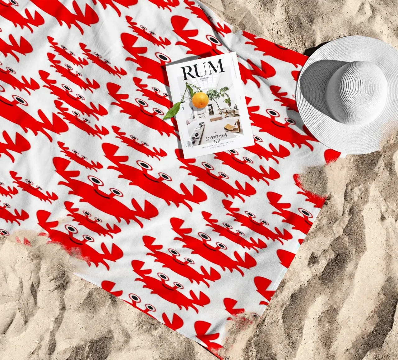 crab pattern telo mare da baobabprintstore