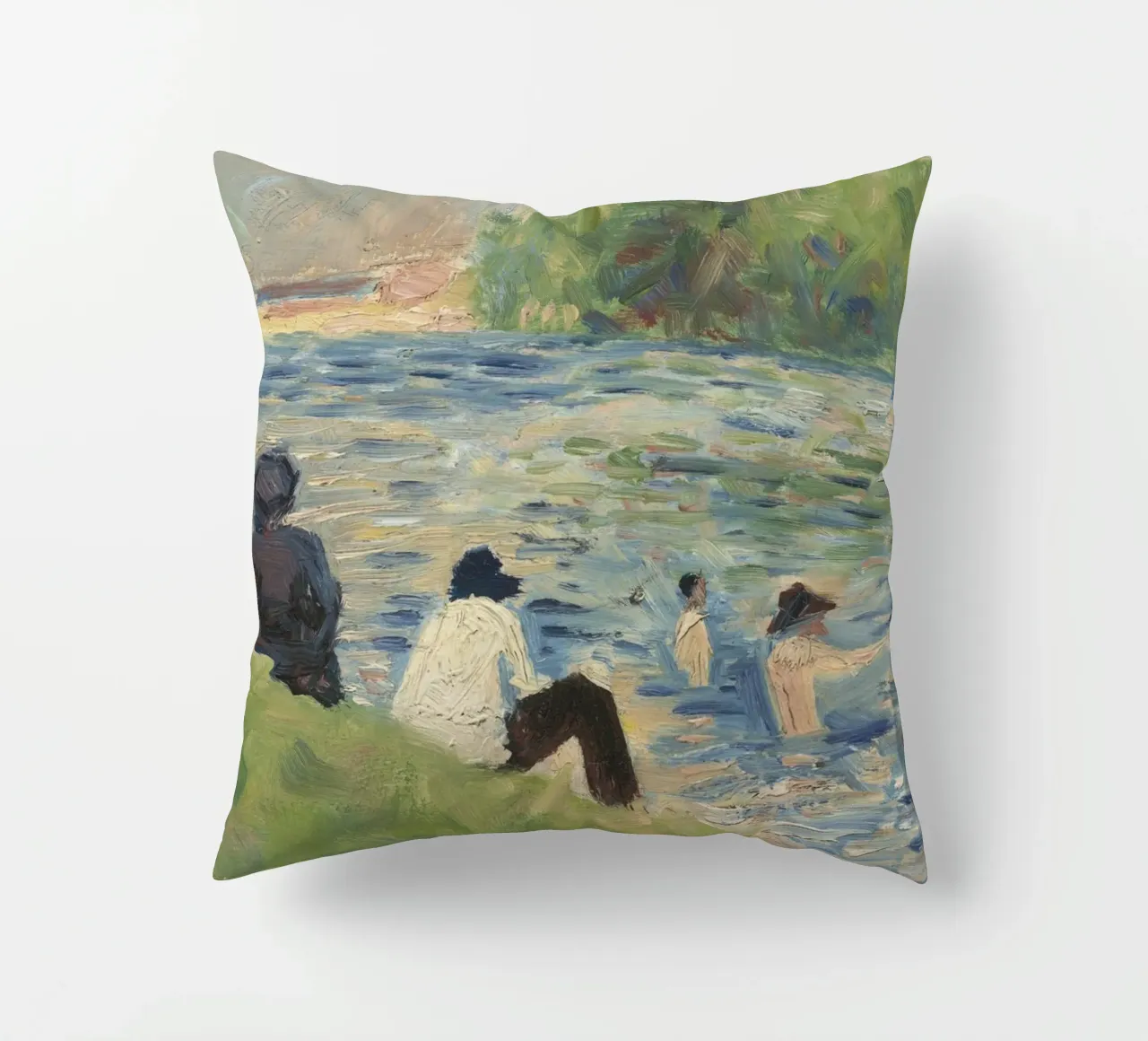 Georges Seurat - Bagnanti (Studio per Bagnanti ad Asnières) cuscino da Timeless Artworks