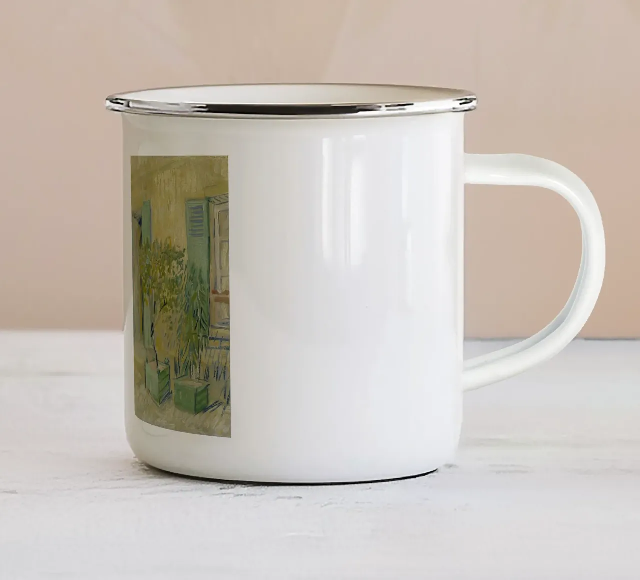 Vincent van Gogh - Esterno di un ristorante ad Asnières tazza in smalto da Timeless Artworks
