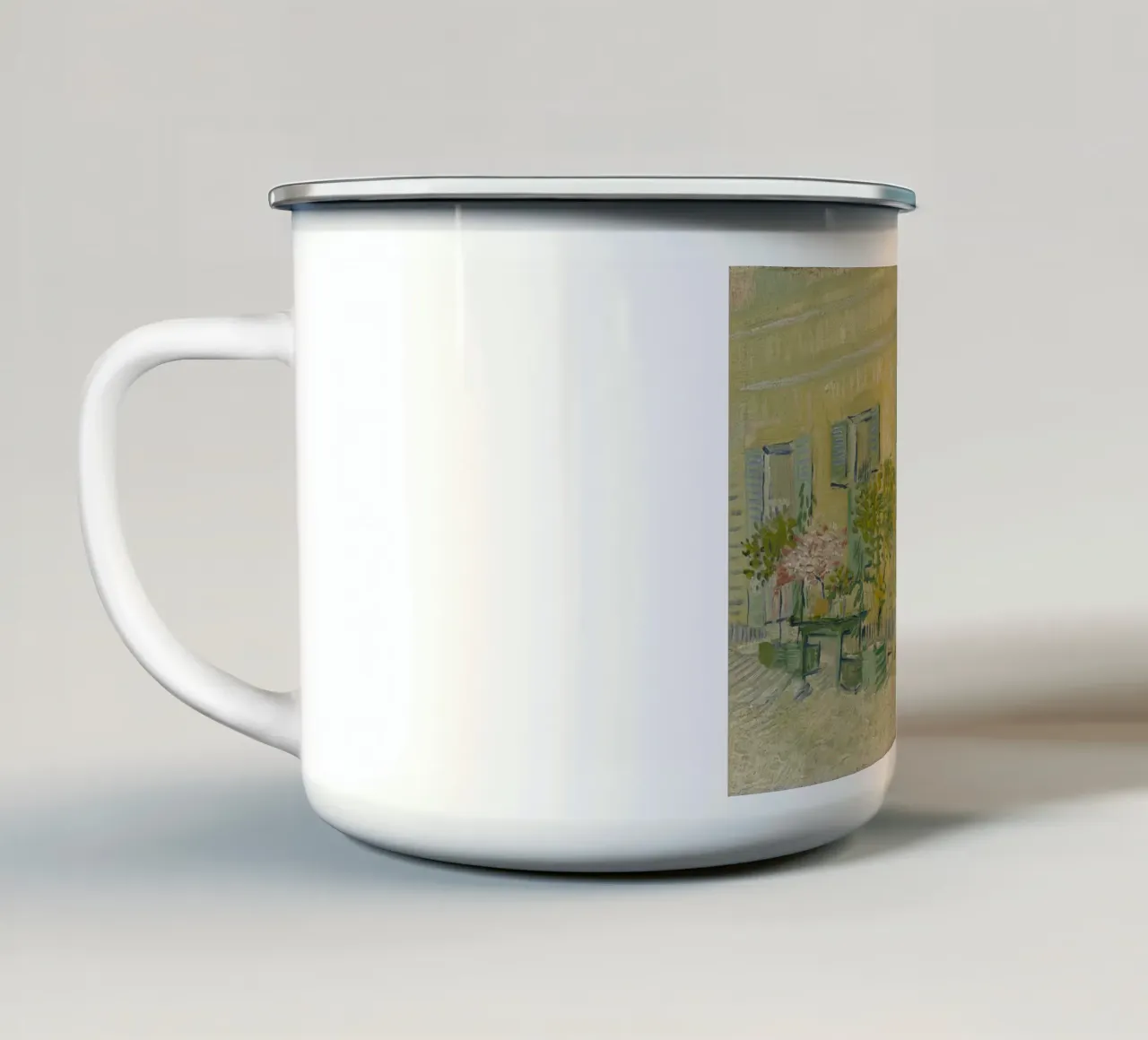 Vincent van Gogh - Esterno di un ristorante ad Asnières tazza in smalto da Timeless Artworks