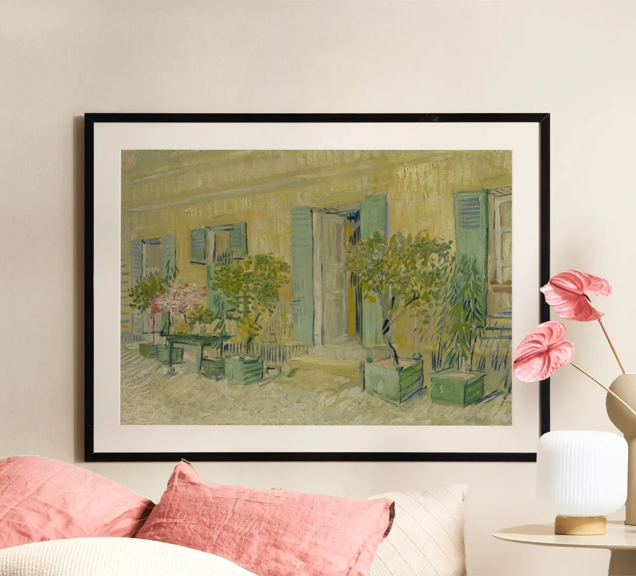 Vincent van Gogh - Esterno di un ristorante ad Asnières poster con telaio in alluminio da Timeless Artworks