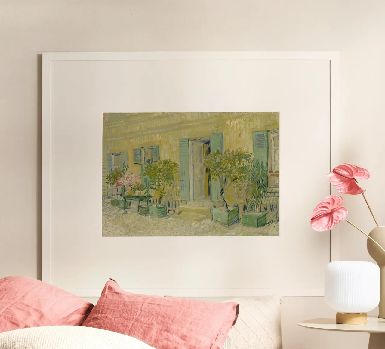 Vincent van Gogh - Esterno di un ristorante ad Asnières poster con telaio in alluminio da Timeless Artworks